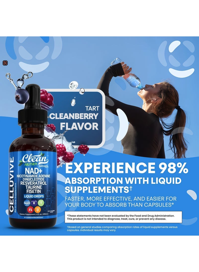 كلين قطرات NAD+ سائلة عضوية متعددة الأعشاب، شاملة العناصر: لتجديد الطاقة، وموازنة الصحة، 120 مل - Image 3